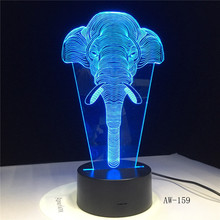 Amazing 3d Illusion Elephant Lamp LED Night Lights with 7 Colors Lamp as Home Decoration Cute Gifts for Boys Girls AW-159 2024 - buy cheap