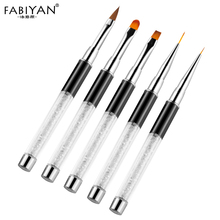 Metal Rhinestone Handle Nail Art Painting Manicure Drawing Carving Flower Liner Brush Acrylic UV Gel Extension Builder Tool Pen 2024 - buy cheap