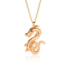 Fashion Red Eyes Dragon Pendant Necklace Alloy Gold Color Link Chain Trendy Choker Collares Women Men Long Necklace Jewelry 2024 - buy cheap