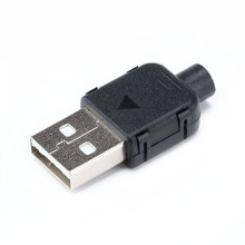 10 наборы для ухода за кожей DIY USB 2,0 разъем Тип штекера A входящий штекер USB 4 Pin разъем с черной Пластик Крышка для соединения в режиме передачи данных 2024 - купить недорого