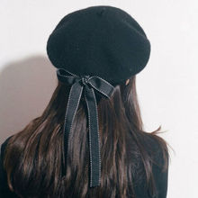 Fashion 2019 New Womens Ladies Casual Beret Harajuku Wool Basque Beret Hat With Bow knot 2024 - buy cheap