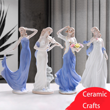 Figuritas de belleza de cerámica de Europa, decoración artesanal, decoración occidental, adorno artesanal de porcelana, regalo de boda 2024 - compra barato