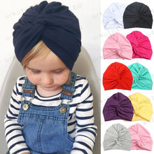 2018 New Infant Kids Baby Girls Boys Turban Hats Solid Cotton Blends Hat Lovely Soft Cute Hats 2024 - buy cheap