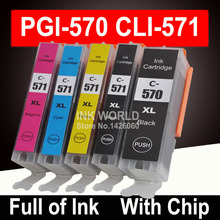 Чернильные картриджи для принтера Canon TS6050 TS6051 TS6052 TS6053 Pixma PGI570 5 цветов 2024 - купить недорого