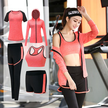 2019 Yoga Set Sport Jacket+tights Pants+short+yoga Shirt+sports Bras 5 Pieces Running Sportswear Tracksuit Fitness Gym Clothing 2024 - buy cheap