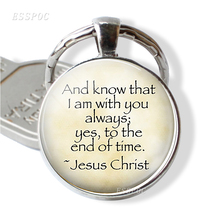 Llavero con citas de Jesús, joyería de letras "I am with you always, yes, to the end of time", regalo de Navidad 2024 - compra barato