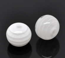 DoreenBeads 200 White Stripe Resin Round Beads 8mm (B14653), yiwu 2024 - buy cheap