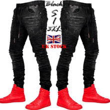 2019 homens à moda rasgado calças jeans motociclista magro em linha reta desgastado calças jeans nova moda magro calças de brim roupas masculinas 2024 - compre barato