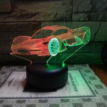 Luz noturna de led colorida em 3d, lâmpada 3d criativa com visão estéreo e carregamento por toque, presente para carros esportivos, luz noturna 2024 - compre barato