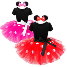 Ropa de princesa para niñas pequeñas, vestido de fiesta de dibujos animados de Minnie, parque de atracciones, tutú de tul, cinta de lazo anudado 2024 - compra barato