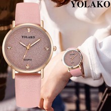 YOLAKO-reloj con diamantes de imitación y cuero para mujer, accesorio de pulsera con diseño de cielo estrellado, estilo romántico y a la moda, marca de lujo informal 2024 - compra barato