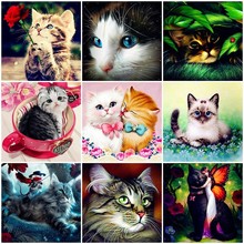 AZQSD Diamond Painting Cat Animal Diamond Embroidery Needlework Picture Rhinestones 5D DIY Home Decoration Diamond Mosaic 2024 - buy cheap