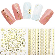 Gold Geometric Nail Sticker 3D Nail Art Stickers Decals Adhesive Stripes Line Manicure Stickers on Nails Art Decoration ZJT3057 2024 - buy cheap