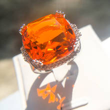 Square Large Orange Gem Ring Bohemian Style Wedding Ring for Women Micro-inlaid Zircon Ring Party Jewelry Engagement Ring 2024 - купить недорого