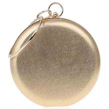 Round Shaped Women Evening Bags Diamonds Simple Clutches Chain Shoulder Bags Gold 2024 - buy cheap