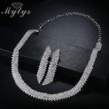 Mytys Shining Full Crystal Weeding Choker Necklace and Dangle Line Earrings Jewelry Sets for Women Light Weight Comfortable Sets 2024 - buy cheap