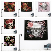 Tapiz de calavera de azúcar Hippie, manta colgante de pared, tela de pared, tapiz de ventana, decoración del hogar mexicana, esterilla de Yoga 2024 - compra barato