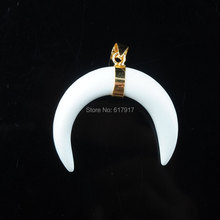 Rongzuan colar de lua natural e pingente de pedra branca, joia feminina de cor dourada, chakra reiki tn3320 2024 - compre barato