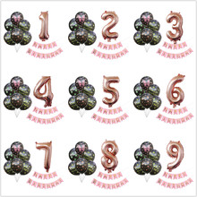 12pcs Rose Gold Birthday Number Balloon 1 2 3 4 5 6 7 8 9 Years Old Kids Birthday Party Digital Ballon Baby Shower Helium Globos 2024 - buy cheap
