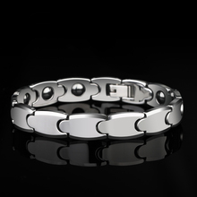 2019 Classic 8m/10mm Width High Polished Tungsten Carbide Chain Bracelet with Black Magnet Stones for Man Woman Length 18.5/21cm 2024 - buy cheap