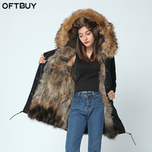 OFTBUY 2021 long winter jacket women outwear thick parkas raccoon natural real fur collar coat hooded real warm fox fur liner 2024 - buy cheap