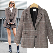 Autumn Winter Fashion Plaid Blazers Women Single Breasted Female Outerwear Ladies Jackets Blazer 2024 - buy cheap