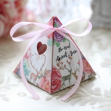 50 Pcs Pyramid Gift Box Candy Packaging Party Favors Wedding Bonbonniere Heart Deer Double-sided Print Gift Wrap Present Box D3 2024 - buy cheap