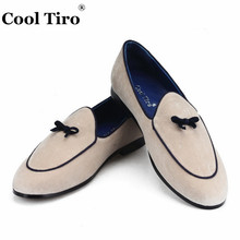 Cool Tiro/бежевые бархатные мокасины в бельгийском стиле с бантом; мужские тапочки; мокасины; Мужские модельные туфли на плоской подошве; повседневная обувь из натуральной кожи для курения 2024 - купить недорого