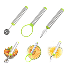 Utensilio de cocina para tallar sandía, Juego de 3 cucharas de acero inoxidable, utensilios para fruta y fruta 2024 - compra barato