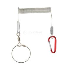 1.4M Stretch Steel Wire Spring Coil Lanyard Rope with Swivel Ring Carabiner Fishing Boating Safty Lanyard 2024 - buy cheap