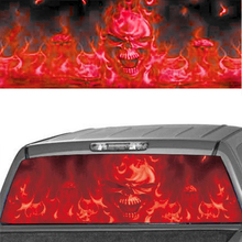 Rear Window Sticker Window Flaming Skull Cool Perforated Vinyl Personal Decoration for Truck suv Jeep 147x46cm 2024 - buy cheap