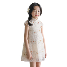 Cheongsam-vestido floral feminino simples de china, 6-16 anos, qipao, vestido para meninas, crianças, tradicional, folk, roupas de verão, 2021 2024 - compre barato