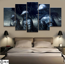 Tela de decoração caseira, 5 painéis, anime, cavaleiro, fantasia, jogo, desenho, peça de cartaz, imagem, decoração de parede, pintura, atacado 2024 - compre barato