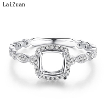 LaiZuan-anillo de compromiso con diamantes redondos para mujer, sortija semimontura, oro blanco de 10 quilates, 6mm, Estilo Vintage 2024 - compra barato