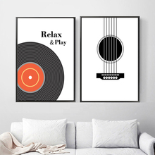 Nordic Vintage Home Decor Posters And Prints Guitar Disc Music Canvas Painting Pop Art Wall Pictures For Living Room 2024 - buy cheap