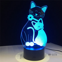 3D Cosy Lying Down Leisure Cat LED Night Light USB Touch 7 Colorful Light Children Bedroom Lamp Baby Kids Party Gifts AW-1173 2024 - buy cheap