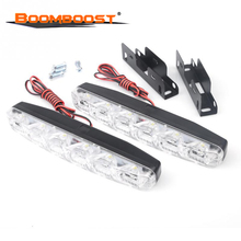 1 par Car Running Luz 12 V Arpão Branco luzes do carro de nevoeiro Lâmpadas de Condução Segurança 6 LEDS luz car Styling fonte de luz 2024 - compre barato