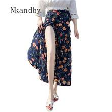 High Waist Beach Wrap Long Skirts For Women Plus Size Summer Slit Floral Ladies Skirt Vintage Boho Female Maxi Skirts Faldas 4xl 2024 - buy cheap