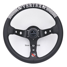 VERTEX 330mm jdm Racing Black Genuine Leather Drift Steering Wheel 2024 - buy cheap