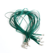 DoreenBeads Organza Ribbon Waxen Cord String Necklaces Lobster Clasp Dark Green 17",20PCs (B22611) yiwu 2024 - buy cheap