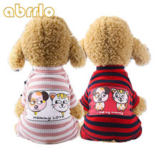 Abrlo Осенняя полосатая Пижама для собак хлопковый комбинезон одежда для собак хлопковый мягкий костюм для щенков для маленьких собак чихуахуа XS XXL 2024 - купить недорого