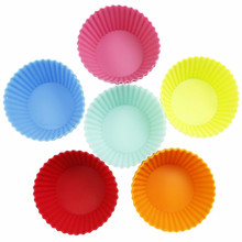 12 piezas de moldes para hornear pastel de silicona en forma redonda de silicona para regalo de silicona Cupcake Pan Muffin taza 2024 - compra barato