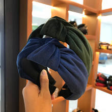 Женская повязка на голову, однотонная Мягкая повязка на голову с бантом, аксессуары для волос, новинка 2019 2024 - купить недорого