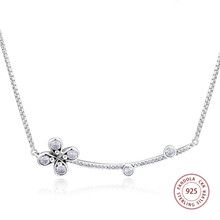 Four-Petal Flower Necklace Women 925 Sterling Silver Link Chain Pendant Necklaces Wedding Jewelry collares bijoux femme 2024 - buy cheap