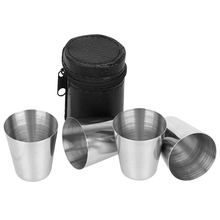 4pcs/set 1 Ounce Cup Wine Glass 30ml Drinking Cup Gift Zipper Cover Stainless Steel Polished Barware 2024 - buy cheap