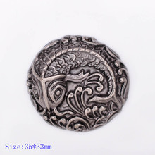 35*34MM 10PC WESTERN FROSTED SLIVER JAPAN KOI FISH LEATHER CRAFT DECORATION WORKING CONCHOS HORSE SADDLES SCREW BACK 2024 - buy cheap