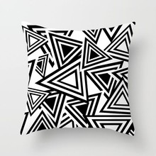 45*45cm Cushion Cover Black And White Geometric Design Peach Skin Velvet Pillow Case For Sofa Couch Chair Car Pillowcase 1 Piece 2024 - buy cheap