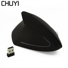 Chuyi mouse vertical ergonômico sem fio, mouse óptico 2.4g 800/1200/1600dpi para jogos em laptop pc 2024 - compre barato