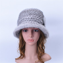 winter real mink fur hats ladies hats brim hat white hat fedora woman vintage womens knitted warm fur caps H218 2024 - buy cheap