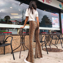 Pantalones acampanados con estampado de leopardo para mujer, ropa de calle sexi de cintura alta, moda de otoño 2024 - compra barato